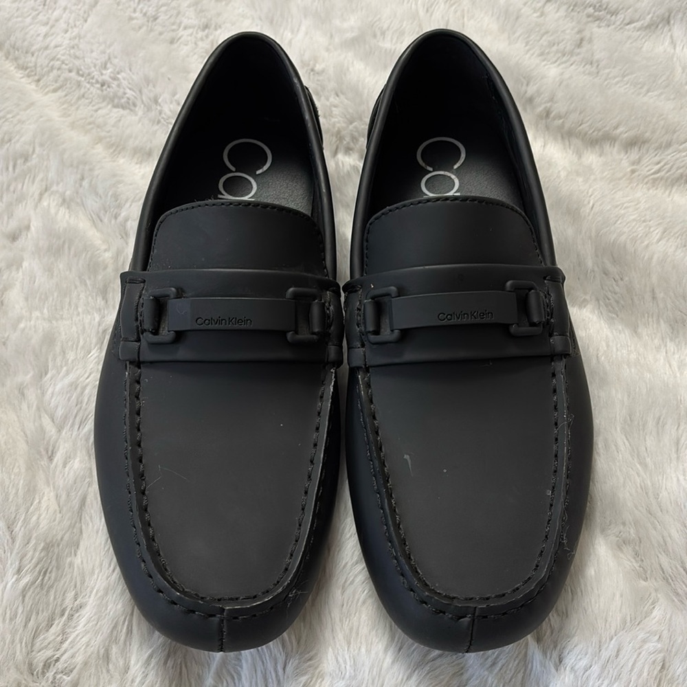Calvin Klein Black Slip-On Loafers with Moccasin Stitching